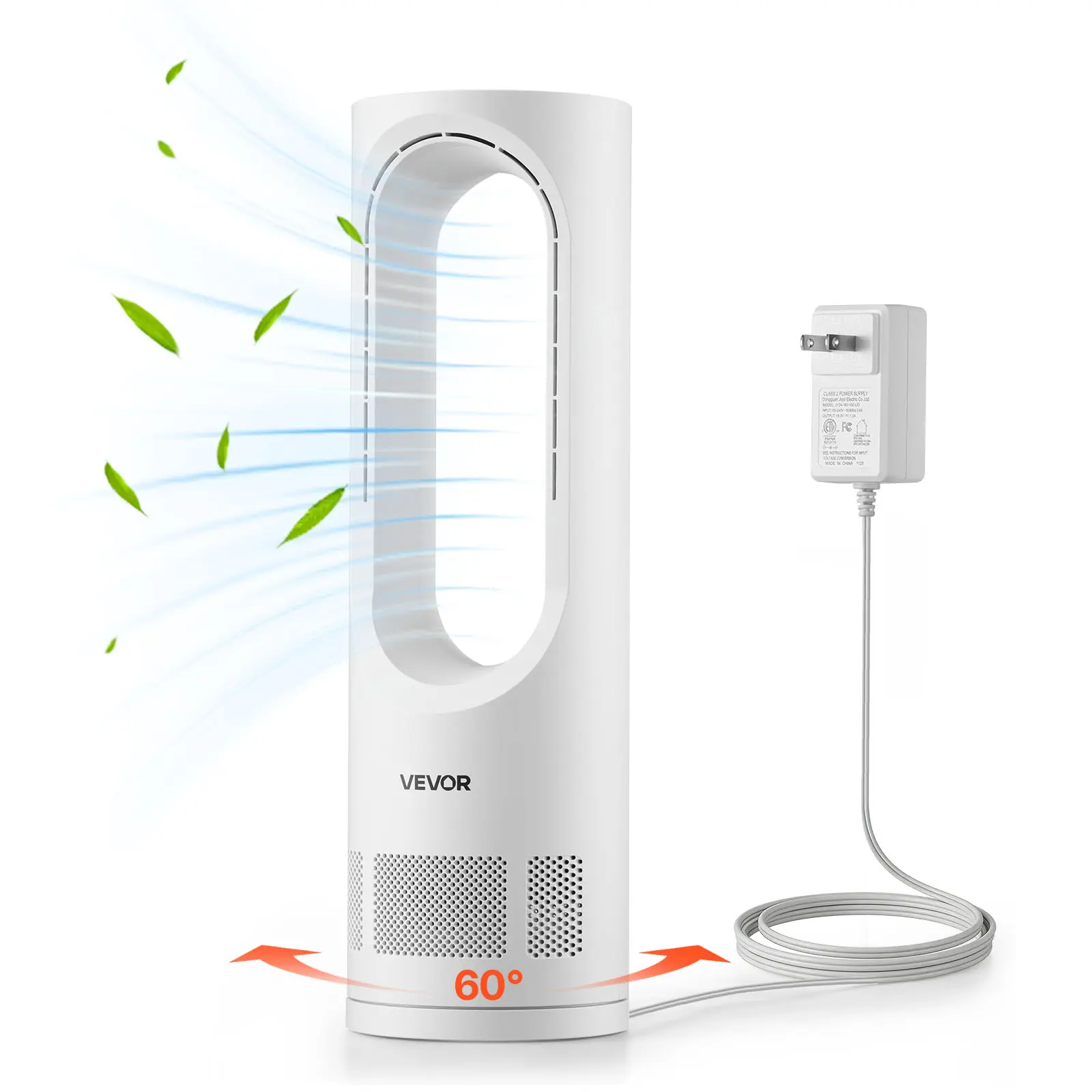 【Summerfinds】VEVOR 17-In Bladeless Cooling Fan, Quiet Portable Fan with 5 Speeds, 0-9H Timer, 60-Degree Oscillation, Touch Control, Easy Cleaning for Office, Bedroom, Father's Day Gifts, Cool Office Stuff,dorm essentials,home essentials
