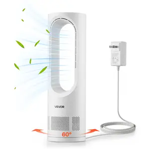 VEVOR Desk Fan Bladeless, Summervibes,Summervibes, 17 inch Office Table Fan Small Quite, 5 Speeds Adjustment, 0-9H Timer, 60-Degree Oscillation, Touch Control, Easy to Clean, Portable for Office, Living Room, Bedroom