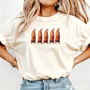 Mindful Monks Walking Tee, Peace & Love Tee, Walk for Peace Shirt, Buddhist Monks Compassion Tee, Spiritual Mindfulness Gift