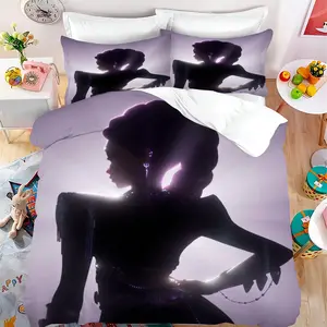 K-POP Anime Bedding Set with Matching Pillowcases - Korean Wave Themed Bedding, Character Set (Purple) Suitable for Room Decor, K-POP Fan Gift, Comfortable Fabric, Bedding Supplies