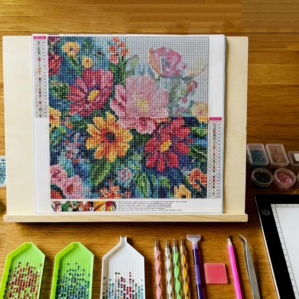 Adjustable Wooden Diamond Painting Easel Stand - Desktop Holder for Diamond Art, Drawing Save Your Neck & Back! Adjustable Drawing Easel for Desktop