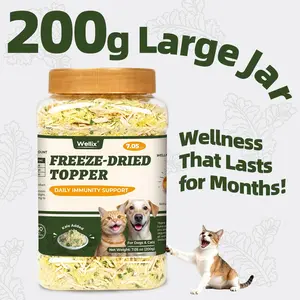 Wellix 7.5oz Cat & Dog Cat Grass Food Topper - Chicken, Egg Yolk, Cat Grass | Freeze Dried Chicken Formula | Low Calorie | Support Hairball Control & Gut Health | Natural, Nutritious, Yummy
