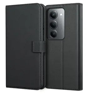 Mobile Phone Case For Xiaomi Redmi 15 4G / 5G, With Kickstand PU Leather Card Slot Black Wallet Flip Protective Phone Case Cover Protector