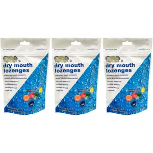 Cotton Mouth Lozenges Dry Mouth Relief Fruit Mix 3.3oz Bag (3 Bags) | Relieves Dry Mouth & Increases Saliva Production, Sugar Free, Gluten Free, Delicious Fruit Flavor, Individually Wrapped, 30 Ct