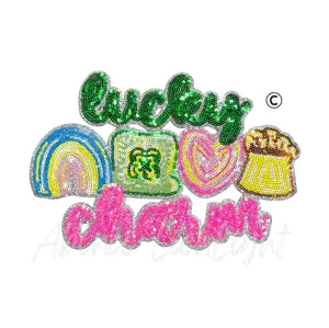 Lucky Charm St Patricks Day Sequin Patch -Large