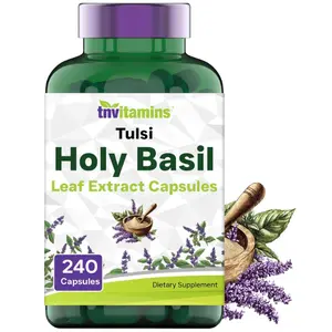 tnvitamins Holy Basil Capsules - 240 Count | 8 Month Supply | AKA Tulsi | May Promote Stress & Frustration Relief* | Adaptogenic, & Ayurvedic Herb