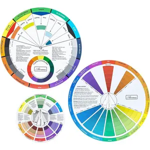3 Pieces Artist Color Mixing Guides Wheel, Paint Mixing Learning Art Teaching Tool & Theory Chart for Painting, Makeup, Tattoo Design - Large & Pocket Sizes for Studio & Class (3 Sizes)