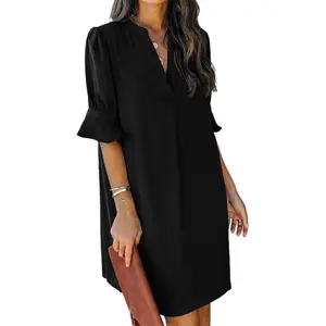 Summer Dresses for Women V Neck Ruffle Short Sleeve Casual Shift Dress in Black for Spring 2025 Women's Sheer Lace Crew Neck T-Shirt Square Shirred Gingham Maxi Warm Pink Fleece Winter Overalls Ruched Mock Midi Valentine's Day Heart Print Jumpsuit Soft Kn