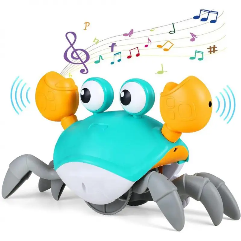 Electric Crawling Crab Design Toy, Automatic Avoidance Walking Sensory Toy with Music, Interactive Musical Toy, Summer Gift, Fidget Toys, Birthday Gif