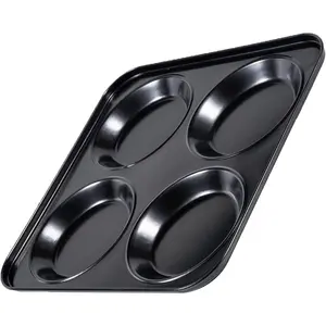 Muffin Top Pan Non Stick 4 Cavity Baking Moon Pie Whoopie Pie, 4 Inch Yorkshire Pudding Pan Hamburger Bun Pan Cake Baking Tray Egg Sandwich Mold Maker Mold for Oven, Air Fryer