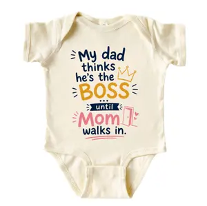 (100% Cotton) Funny ONESIE -My Dad Thinks he's the Boss Onesie -  Baby Onesie – Cute & Funny Baby Bodysuits , Baby cute Gift