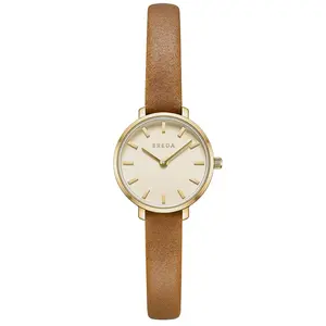 Breda Beverly Leather Watch in Gold & Brown