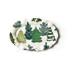 Coton Colors Friendly Firs Ruffle Edge Oval Platter