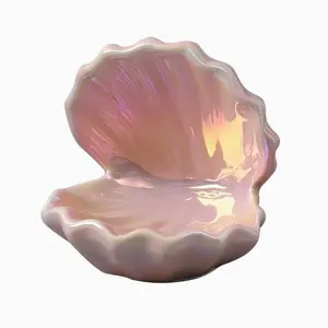 Creative Shell Night Light Table Lamp, Bedroom Bedside Sleep Light, Makeup Desk Jewelry Storage Plate, Earring Ring Organizer