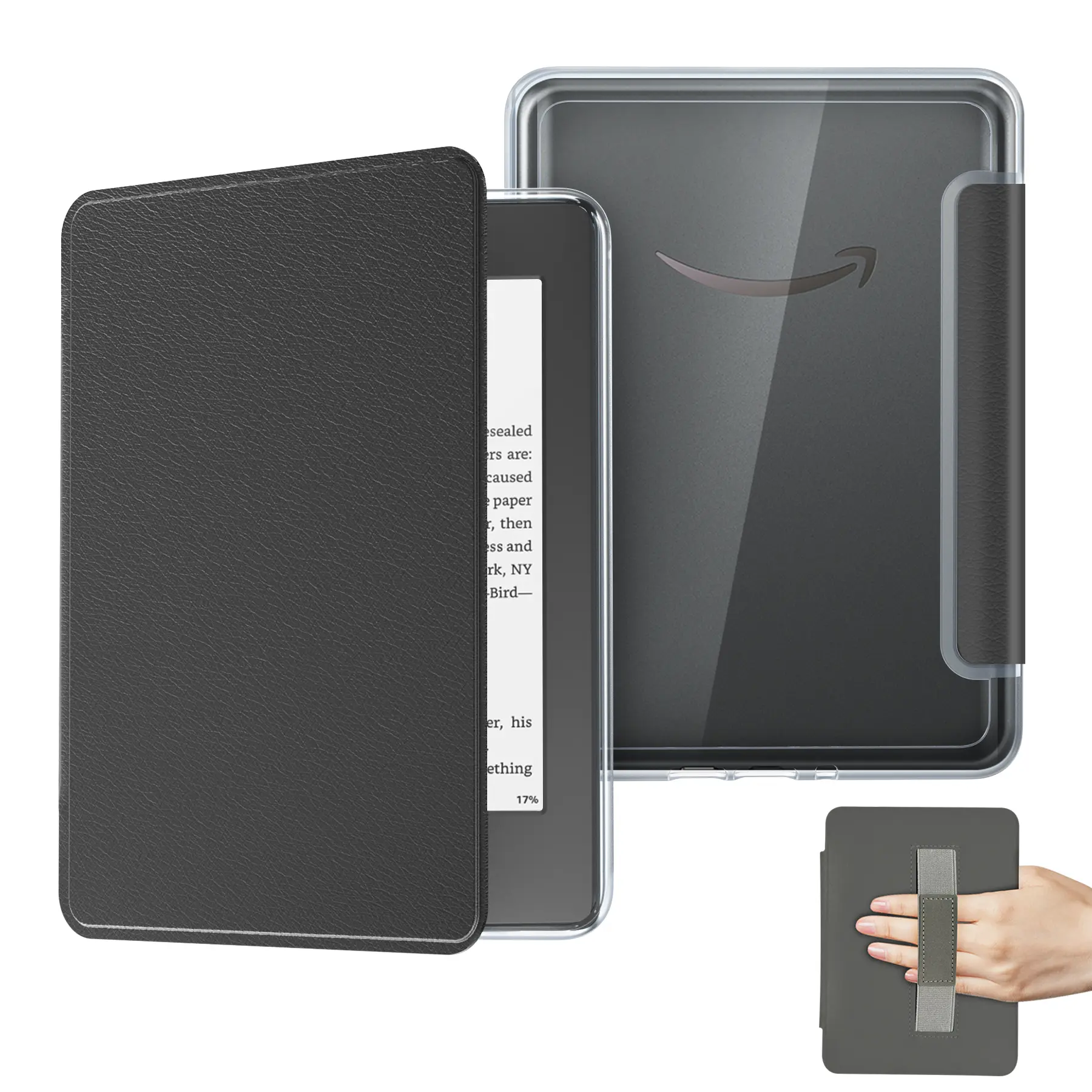 LOCTHAL Clear Case with Hand Strap & Page Turner Support for 7'' Kindle Paperwhite 2024 12th Gen Signature Auto Wake Sleep Colorsoft Edition Transparent iPad Case - Screen Cover Protection Magnetic