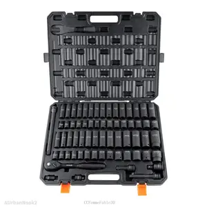 Drive Impact Socket Set, Various specifications, Cr-V Alloy Steel for Auto Repair, Rugged Construction, Easy-to-Read Size Markings, Storage CaseAUrbanNook2CCFemmeFable30