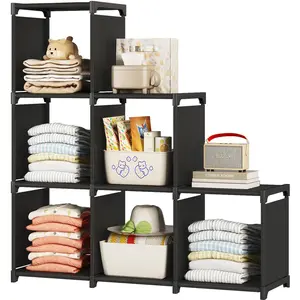 dealsforyoudays Closet Organizers and Storage 6 Cube Storage Organizer Portable Closet Shelves Cabinet for Bedroom Living Room Office Black (47.6L x 11.8W x 49.2H)