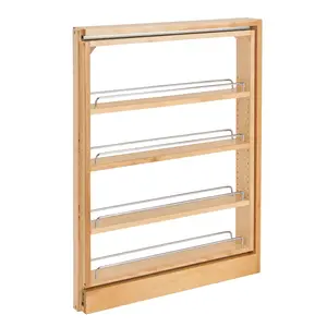 Rev-A-Shelf Pull Out Kitchen Cabinet Filler Organizer Spice Rack, 432-BF-3C Wood Adjustable