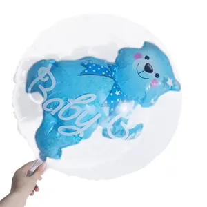 1pc 19 Inch Huge Blue Bear Balloon, Transparent Gender Reveal Helium Balloon, Party Decoration for Birthdays Festivals Weddings Events