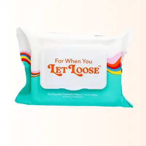 Let Loose Flushable Wipes – pH-Balanced Aloe & Chamomile Bathroom Wipes – 50 Tissues