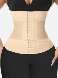 1 Count Women's Solid Tummy Control Waist Trainer, Fajas, Hook and Eye Closure High Waist Body Shaper Belts, Women's Shapewear Waist Cincher for Postpartum Recovery, Two Segment Buckle Belly Strap, Yoga Girdle, Perfect For Daily Wear & Sports Use