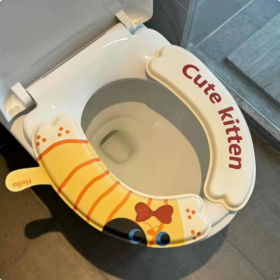 Cute Cat Dog Toilet Seat Pad Waterproof EVA Easy Clean Universal Fit Toilet Cover Mat for Bathroom