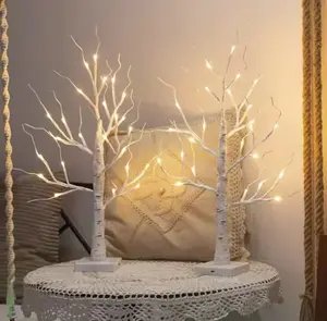2-Piece Elegant Lighted Birch Tree Decor with 24 Warm White LEDs Sturdy plastic construction with white trunk and branches Perfect for Valentine's Day, Christmas, weddings, or offices Durable and lightweight, ideal for bedroom or living room decor