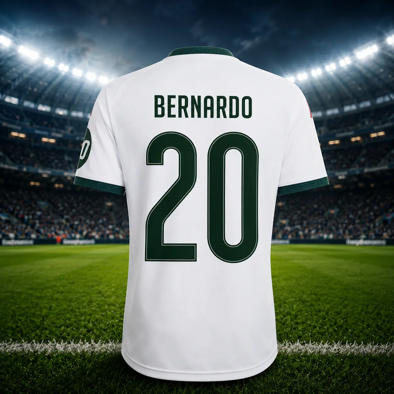 2026/27 Bernardo #20 Soccer Jersey, Unisex White Football Shirt, Player Name & Number, Lightweight Quick-Dry Sportswear, Match Day Fan Apparel