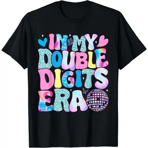 Retro Graphic T-Shirt, 'In My Double Digits Era' Casual Cotton Top, Unisex Short Sleeve 10th Birthday Gift, Classic