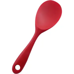 Red Silicone Heat Resistant Non Stick Rice Paddle Spatula Food Grade Kitchen Rice Scoop for Rice and Mashed Potato Dishwasher Safe