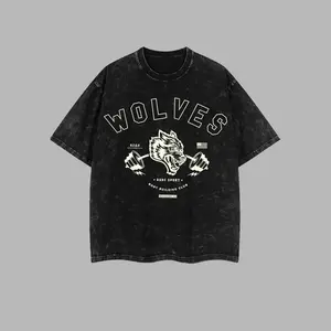 Wolves Club Bodybuilding Retro Unisex Washed T-Shirt - Vintage Streetwear Graphic Tee for Gym Enthusiasts and Retro Fans