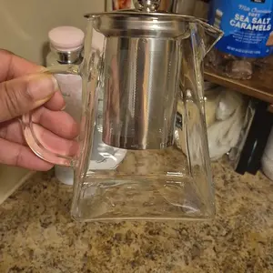 Glass Teapot, 18.6oz Clear Tea Kettle with Removable Stainless Steel Infuser, Tea Pot for Home Office Dormitory Camping Travel, without Cup