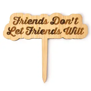 Sweet Pick-Me-Up Message Bamboo Premium Stake Signs - Friends Don't Let Friends Wilt, High-Quality Floratrel Plant Stakes, Made in Maryland USA - Decor