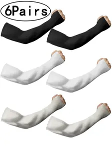 6 Pairs Sun Protection Arm Sleeves, Sporty Cooling Compression Sleeves for Men & Women, Tattoo Cover-Up, All Seasons, Protective Sleeves, Sports Sleeve