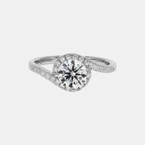 【716】“Begin Again” Tension-Set Halo 1 Carat Synthetic Moissanite Ring - Elegant, Fashion, Wedding, Anniversary Jewelry Gift