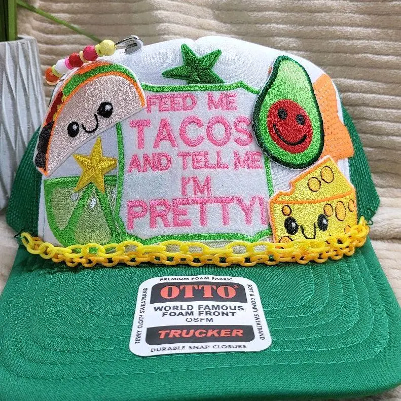Feed Me Tacos Otto high-profile snapback trucker hat.