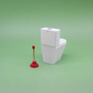 Mini Toilet Seat with Lid and Accessories Realistic White Plastic Bathroom Model Miniature Furniture for Dollhouse Decor Party and Holiday Gift