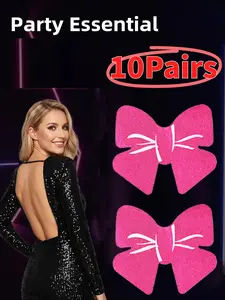 10-piece set of disposable breathable pink polka dot sweet and cute butterfly adhesive bra pads, with glitter butterfly bows, long-lasting and secure adhesion, won't shift or fall off. Disposable design, Sticky Bra Inserts