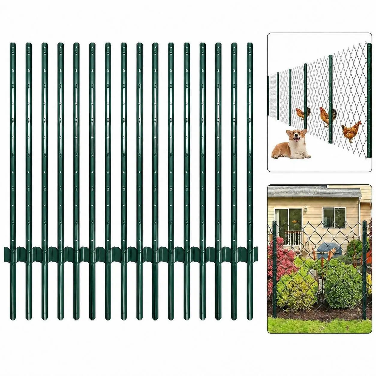 15 Pack Heavy Duty Metal Fence Posts Rustproof Galvanized Steel Fence Stakes Easy Installation Durable Support Posts for Garden Farm Pasture Agricultural Wire Fencing