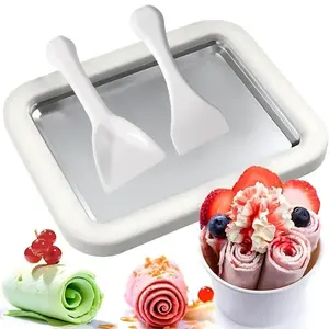 Stainless Steel Ice Cream Maker, 1 Count Manual Ice Cream Maker with 2 Counts Scraper, Household Ice Cream Maker for Home Kitchen, Utensils, Ice Cream Machine