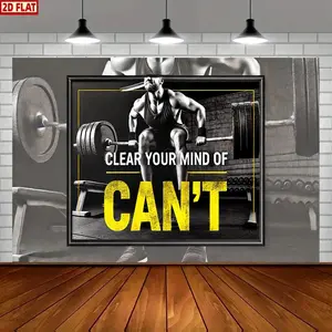 2D Flat, 8x6ft Inspirational Fitness Motivational Banner - Durable Polyester Gym Wall Art, Party Decorations Banners, Studio & Outdoor Celebration Backdrop, Wall Hanging Backdrop, Vivid Colors, Party Decoration Supplies
