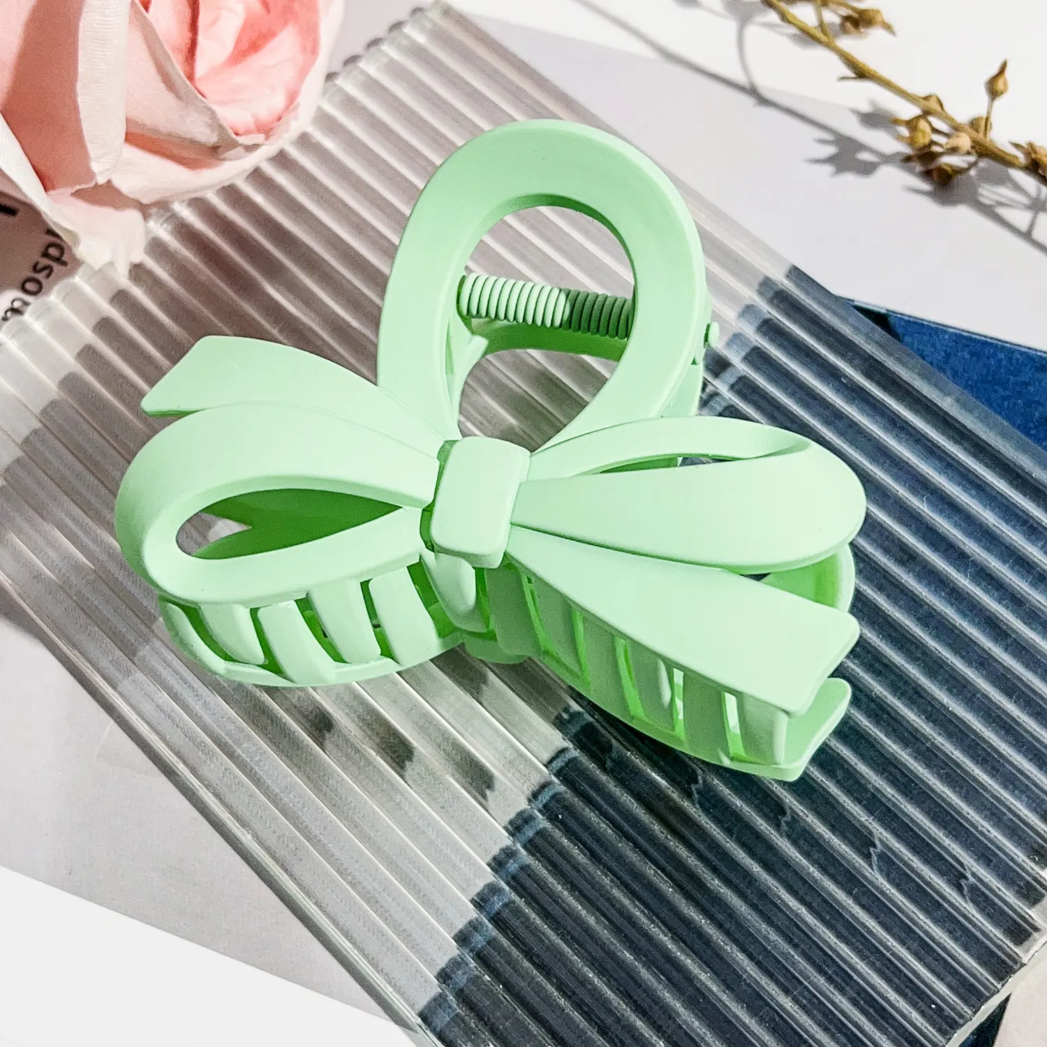 8cm bow   frosted fruit green