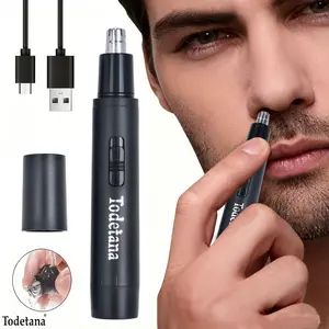 Nose Hair Trimmer for Men and Women, Rechargeable, Painless, Eyebrow and Facial Electric Shaver, Black, USB Charging, Personal Care Accessories, Hair Removal Device, Dual Edge Blades Clipper, Compact and Portable