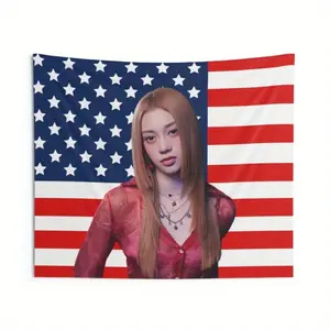 A 3X5 Feet Carter Eye Megan American Flag - Featuring a Vibrant Red, White, And Blue Design, Made from Durable Fabric. This Kpop Flag Is Perfect for Kawaii Concerts, Events, And Home Decor. It Requires No Electricity And Is Easy to Install