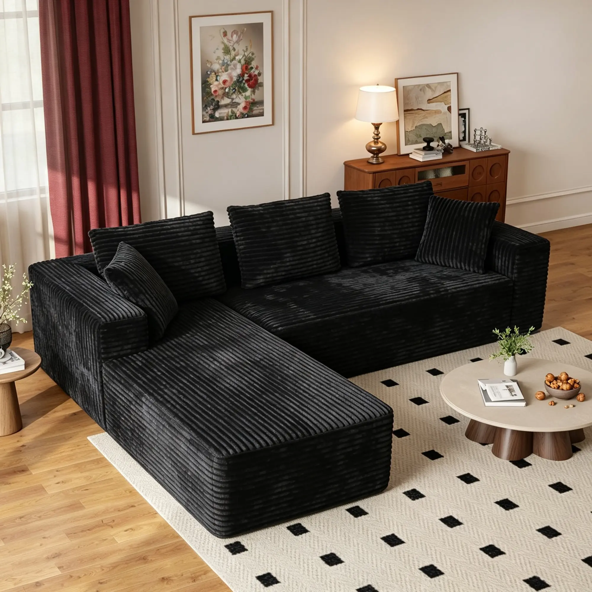 106in-Black Left Chaise