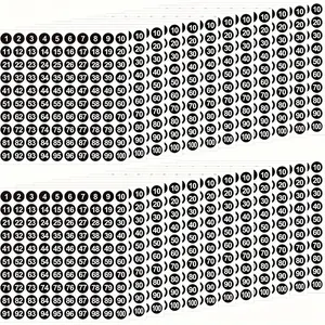 1000pcs 10 Sheets Round Number Stickers Waterproof Tear-Resistant Clothing Shoe Size Labels Colorful Self Adhesive Label Adhesive Tags