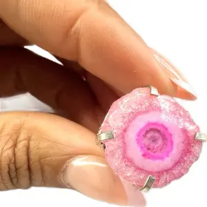 Pink Agate Silver Handmade Ring exquisite holiday gift