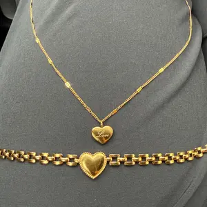 Gold Heart 2-Piece Jewelry Set, Fashion Accessory Necklace and Bracelet