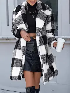 Womens Fuzzy Fleece Jacket Open Front Hooded Cardigan Sherpa Outerwear Warm Coats with Pockets