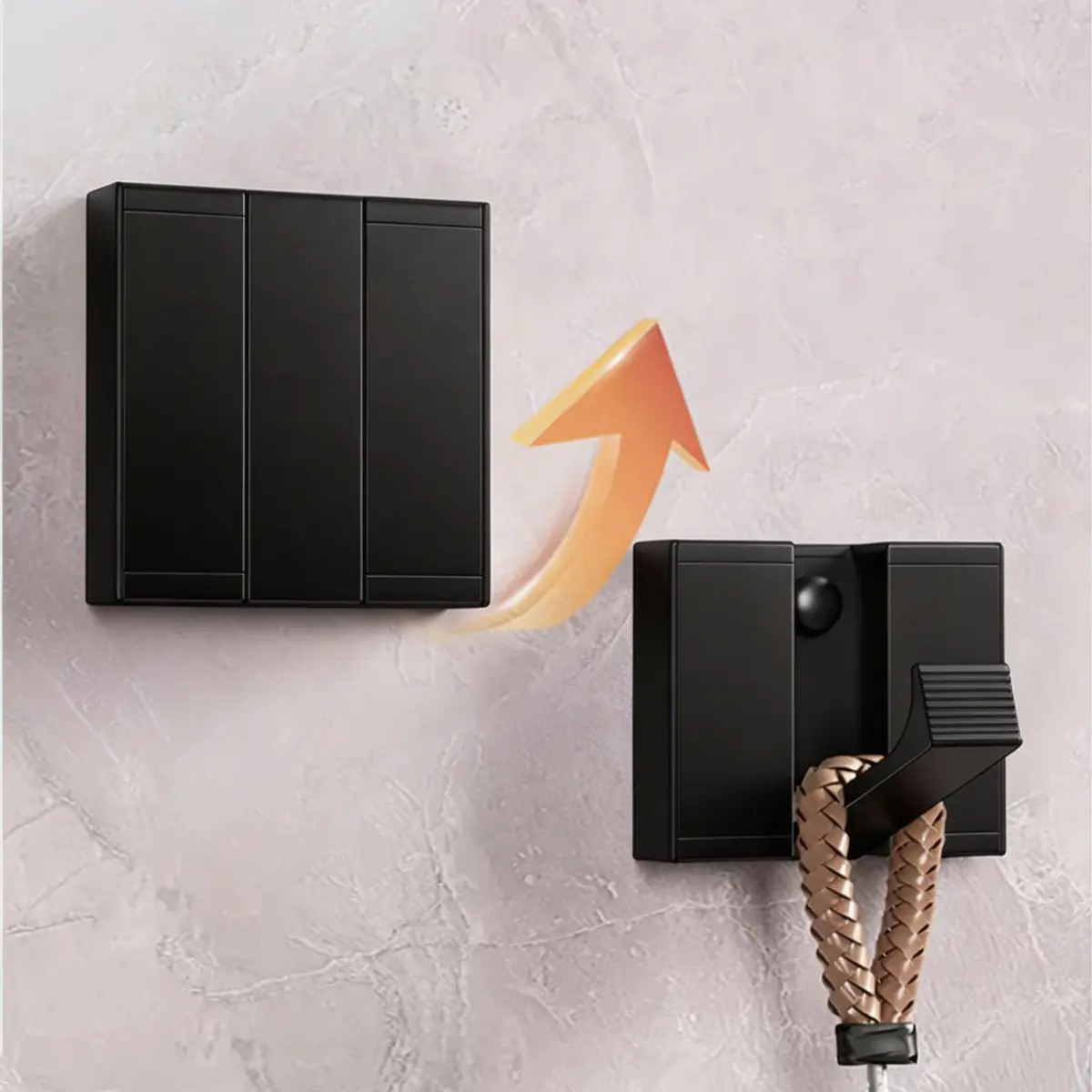Hidden Foldable Pure Aluminum Wall Hooks, Matte Black No Drill Self Adhesive Punch Free Hanging Rack, Light Switch Panel Matching Design Heavy Duty Hidden Hook for Hat Bag Towel Key Belt Organizer, Space Hangable